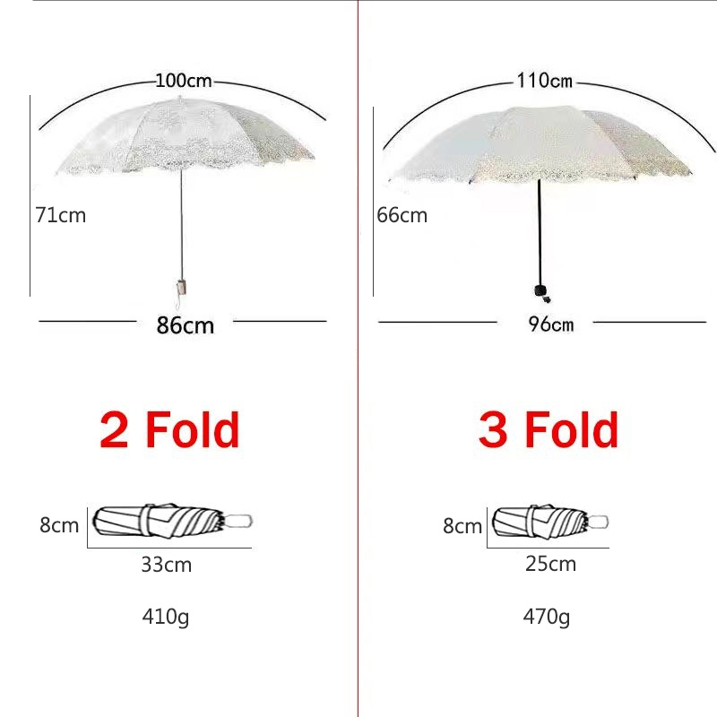 2 3 Fold Luxury Women Lace Umb - Travel Umbrella Compact ulasan dan harga