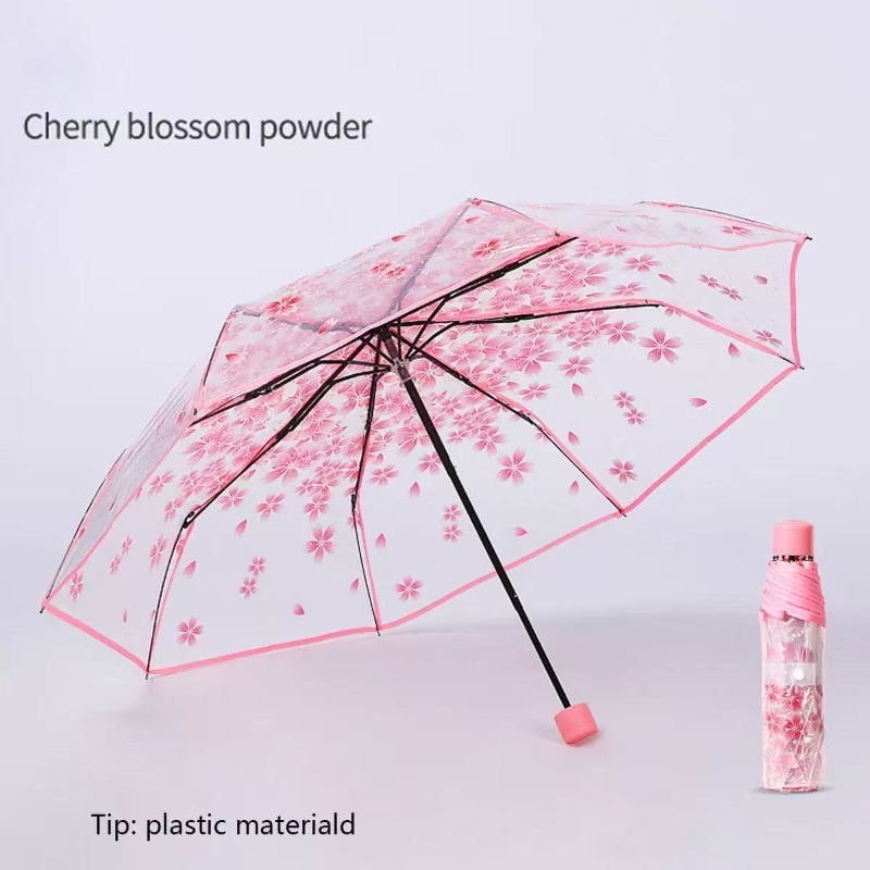Portable Transparent Sakura Cl - Travel Umbrella Compact ulasan dan harga