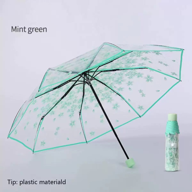 Portable Transparent Sakura Cl - Travel Umbrella Compact ulasan dan harga