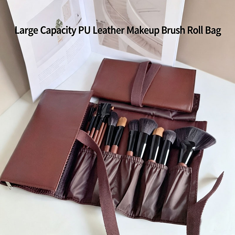 PU Leather Makeup Brush Roll B - Travel Accessories Organizer Bag ulasan dan harga