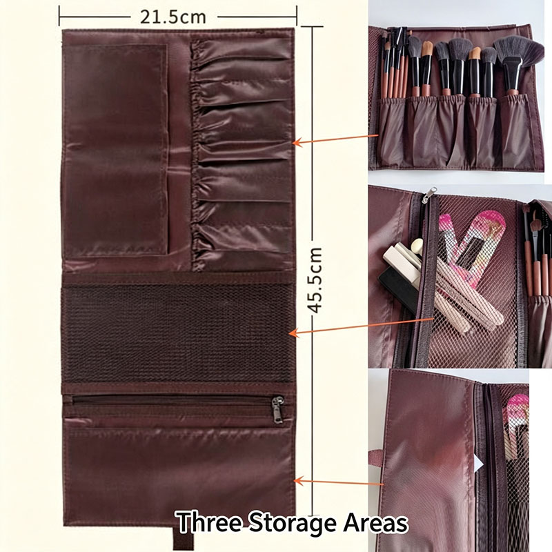 PU Leather Makeup Brush Roll B - Travel Accessories Organizer Bag ulasan dan harga