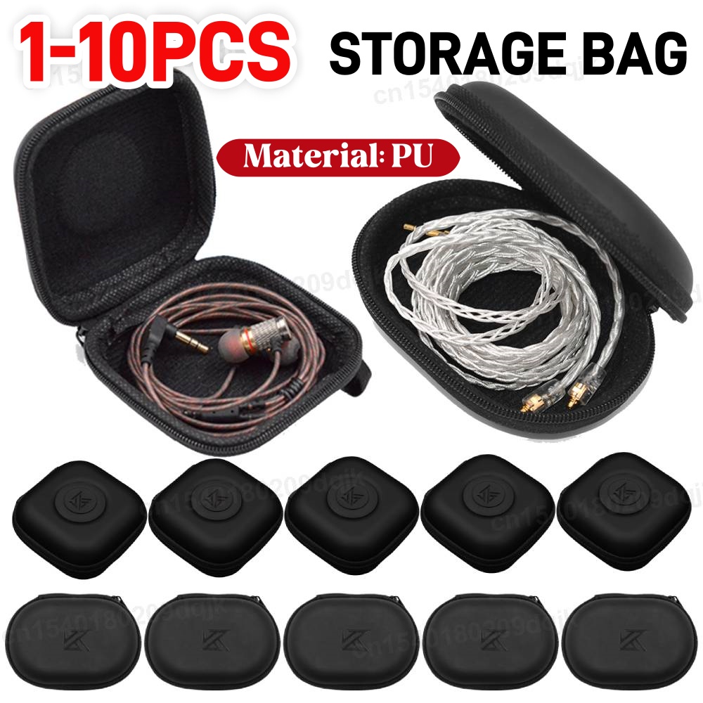 1-10PCS KZ Earphones Case PU L - Travel Accessories Organizer Bag ulasan dan harga