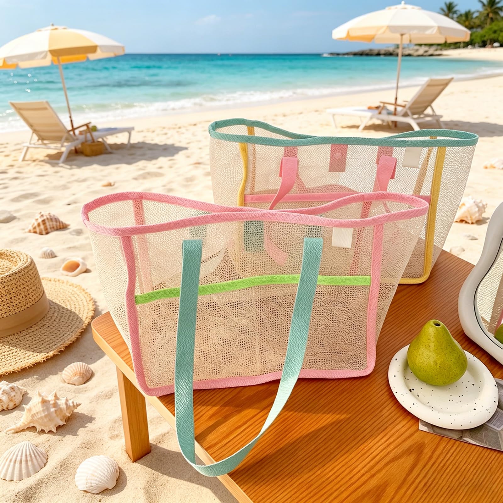 Beach Bags for Women Colorful  - Travel Accessories And Bags ulasan dan harga
